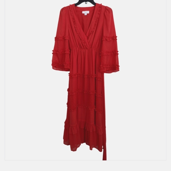 Alexis Dresses & Skirts - Alexis X Target Elegant Orange Angel Sleeved Tiered Ruffle Dress Size XXS